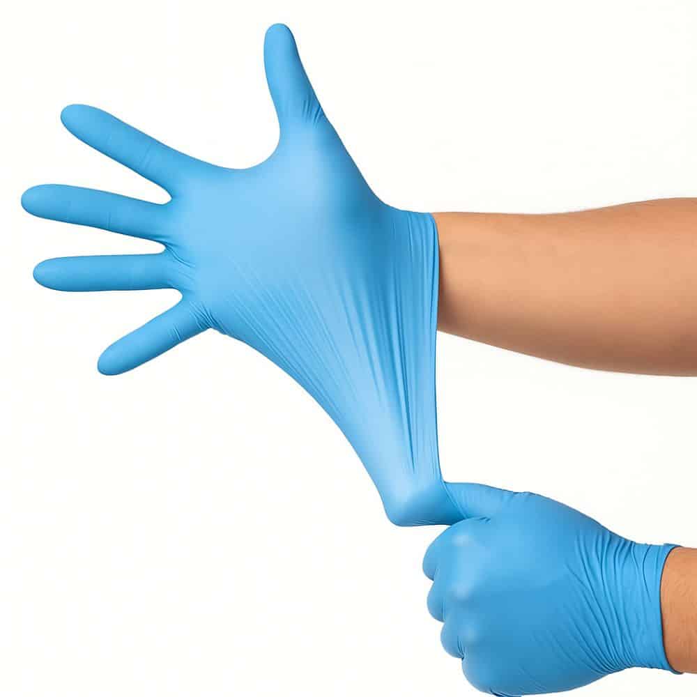 guante de nitrilo celeste flexible - boticamed (1) guante de nitrilo celeste dedos texturizado