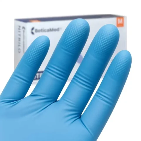 guantes de nitrilo celestes dedos texturizados