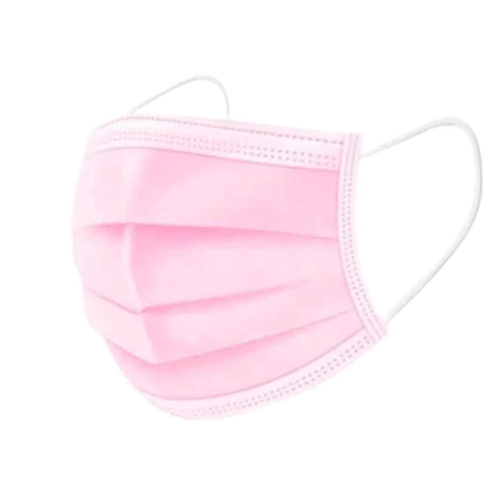 mascarilla 3 pliegues rosada