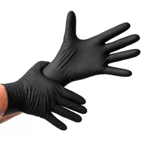 guantes de nitrilo negro diamantado