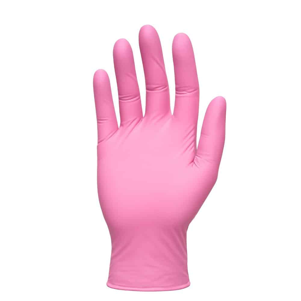 guantes de nitrilo rosado