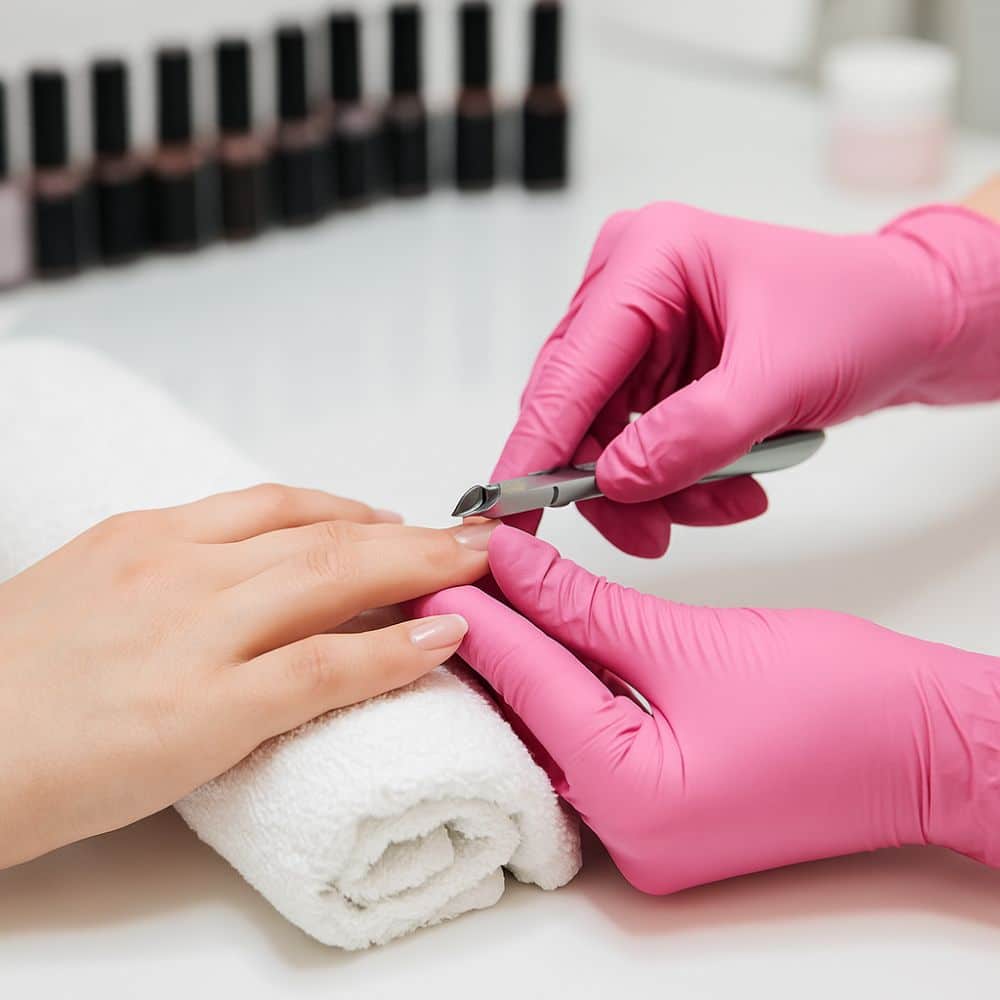 guantes de nitrilo rosado manicure - boticamed