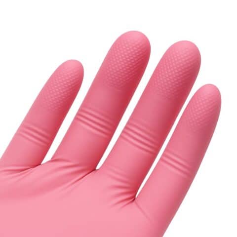 guantes de nitrilo rosado dedo texturizado