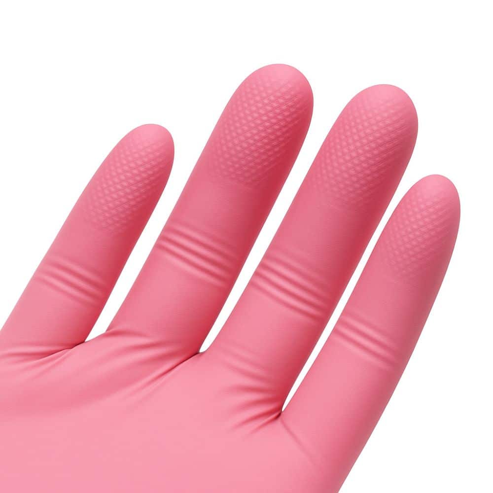 guantes de nitrilo rosados dedos texturizados - boticamed guantes de nitrilo rosado dedo texturizado