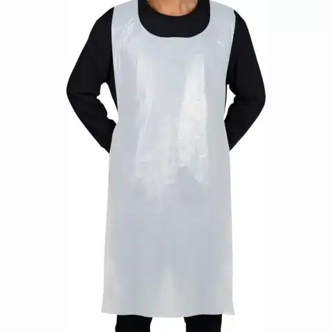 Pechera larga desechable sin manga blanca impermeable para uso clínico